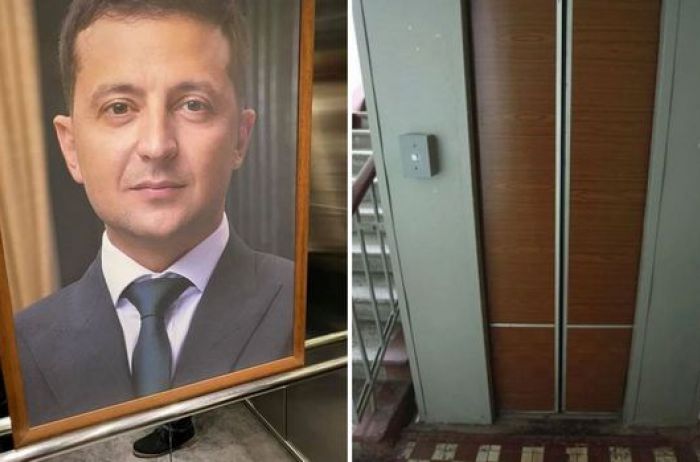 "Рамка недешевая": в Украине провели свой эксперимент с портретом Зеленского в лифте. ВИДЕО