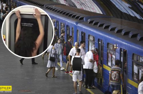 В киевском метро полураздетая пассажирка заставила мужчин покраснеть. ВИДЕО