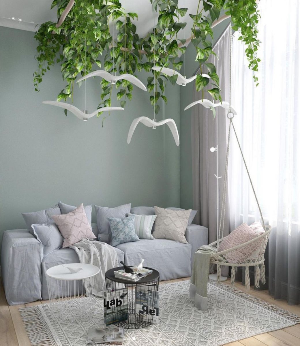 Домашні рослини завжди освіжають інтер’єр, а розмістити їх можна на підлозі, стінах і навіть на стелі Фото: Instagram Каліни Алпатової