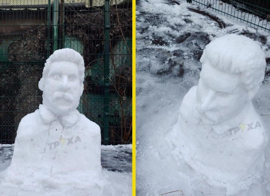 Украинцы удивили снеговиками в образе Сталина. ФОТО